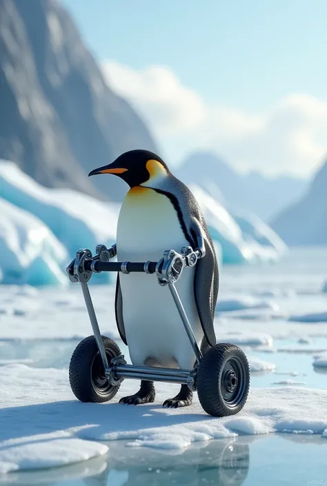 Penguin with a mobility walker 