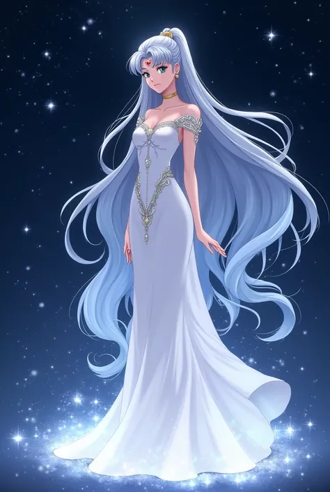 Sailor moon serenity, anime, with starry background 