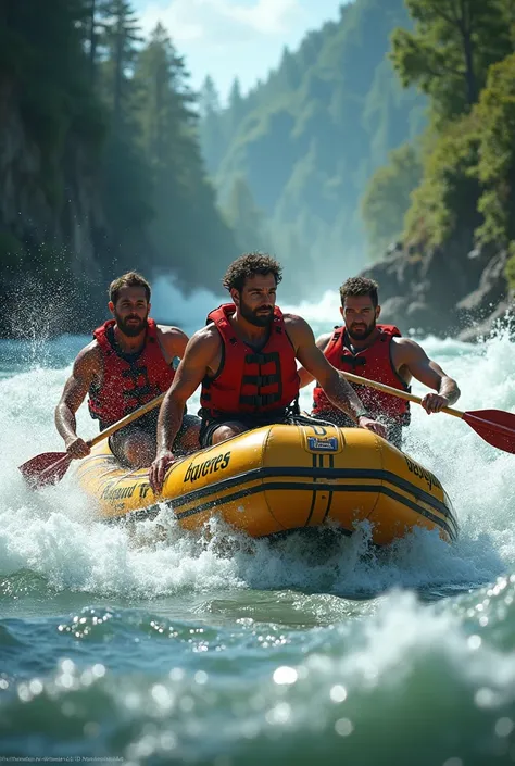 3 Men Rafting Surprised