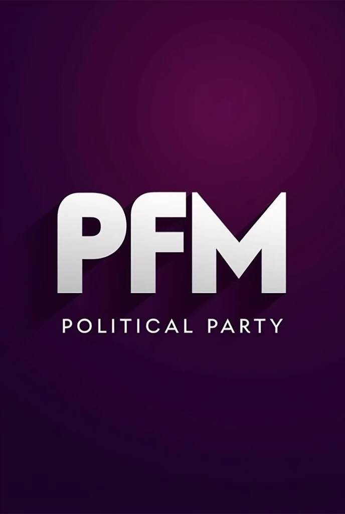 Logo of a political party with a purple background and the initials PFM in large letters 