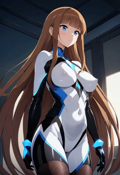 High resolution、2024、High resolution、source_anime、Highest quality、masterpiece、2d、Exquisite detail、Official Style、anime、4K、animeスタイル、One girl、solo、woman、Long Hair、blue eyes、Brown Hair、Very long hair、Blunt bangs、Hime cut、Taimaninスーツ、Kokawa Asuka、Taimanin（ser...