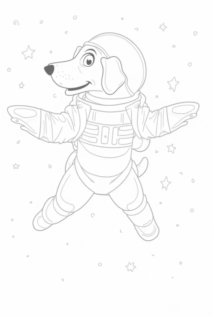 Beagle Astronaut Buzz lightyear coloring page black and white flying basset superhero pose dachshund look