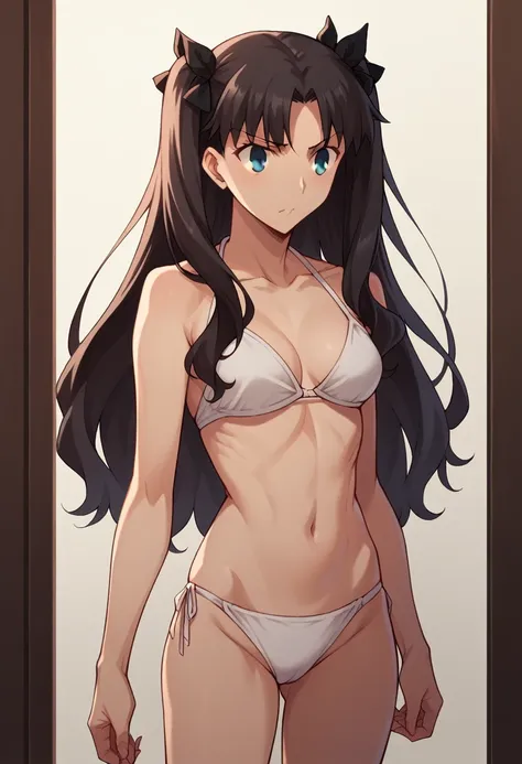 Tohsaka Rin, white  bondaj-bikini 