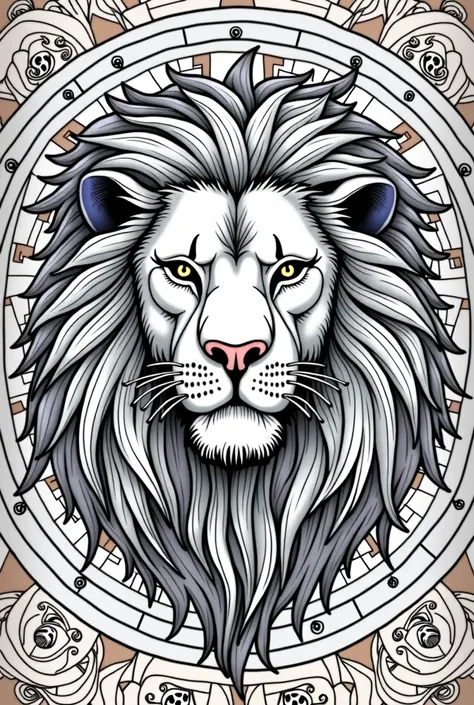 Cover for a mandala coloring book with lion head