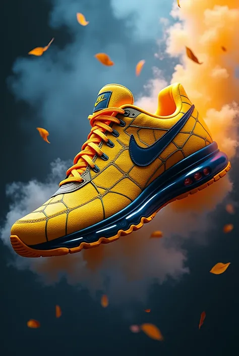 An Award Winning Masterpiece, High Quality (photorealism: 1.2) Exceptionally detailed Yellow and Black Nike sneaker design inspired by SpiderGirl, crafted with meticulous precision. Rendered in stunning 8K resolution for an immersive experience. The aspect...