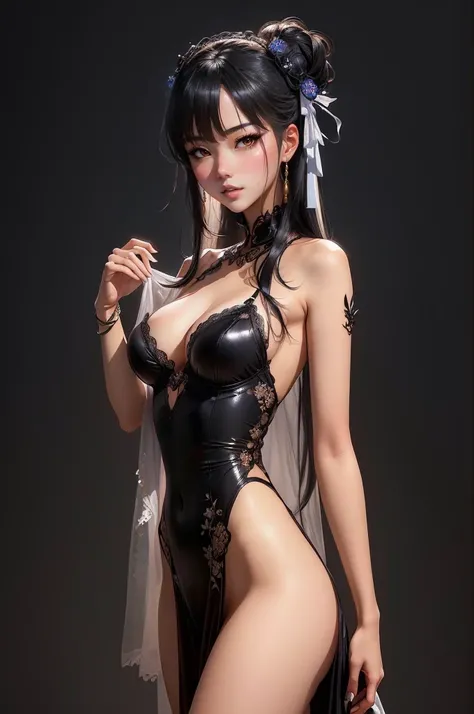 there is a woman in a black lingerie posing for a picture, anime goddess, japanese goddess, anime girl cosplay, seductive anime girl, beautiful alluring anime woman, guweiz, by Yang J, cosplay, extremely detailed artgerm, anime cosplay, anime character; fu...