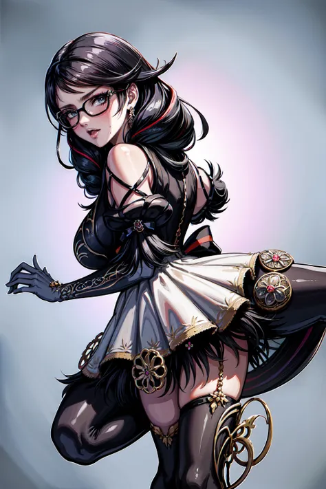 (masterpiece:1.4),(best quality:1.4),(absurdres:1.4),pin-up,bayonetta_3_twintail_aiwaifu,glasses,blue_eyes ,black_hair,long_hair...