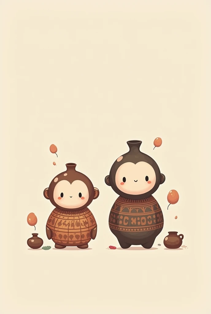 Jomon and Yayoi periods, pottery, super-deformed kawaii chibi characters icon