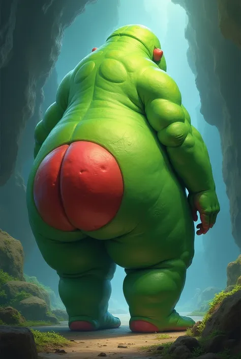 A puchaina with enormous green buttocks and a red buttock 