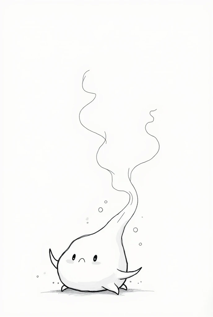 line drawing of cloud character in the shape of something