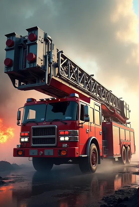 a fire truck, a large red fire truck, a fire engine, a fire truck with a water cannon, a fire truck with a massive water cannon, a red fire truck with a huge water cannon, a fire truck spraying water, a fire truck with a powerful water cannon, a fire truck...