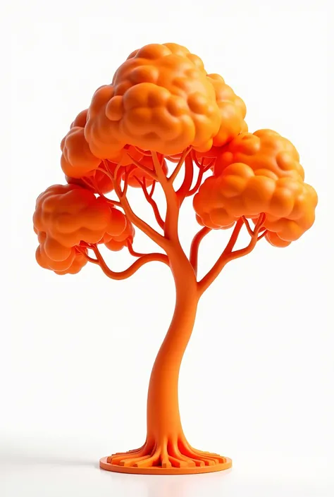 Beautiful neat tree stylized from orange matte plastic, daylight, White background, photorealistic photography
