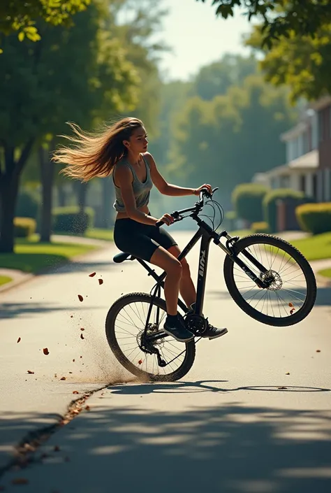 Lady falling from bike