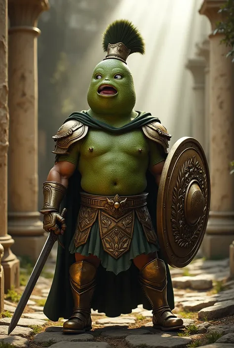 Avocado in gladiator attire 