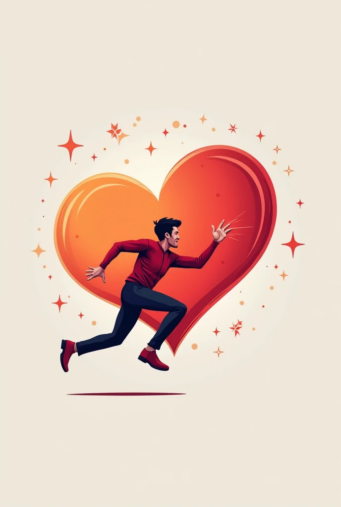 Create a logo of a heart driven by an excited person