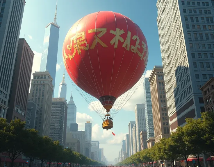 We need an image of a huge balloon in the city 