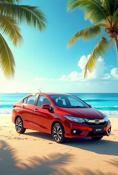 Honda City on a beach side 