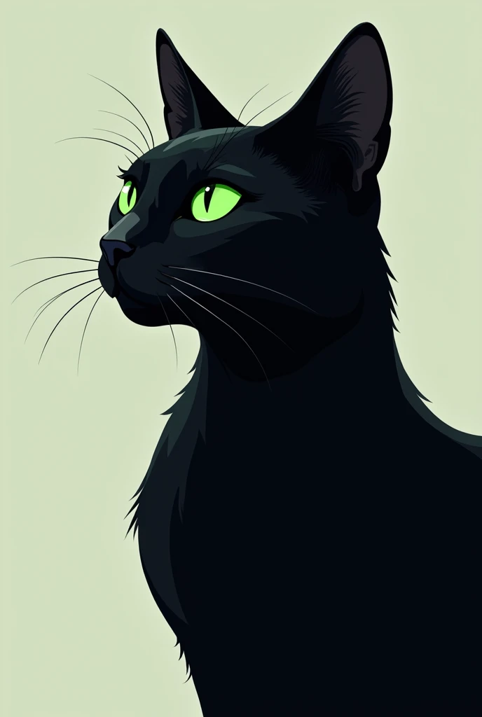 black cat logo with green eyes looking half to the side