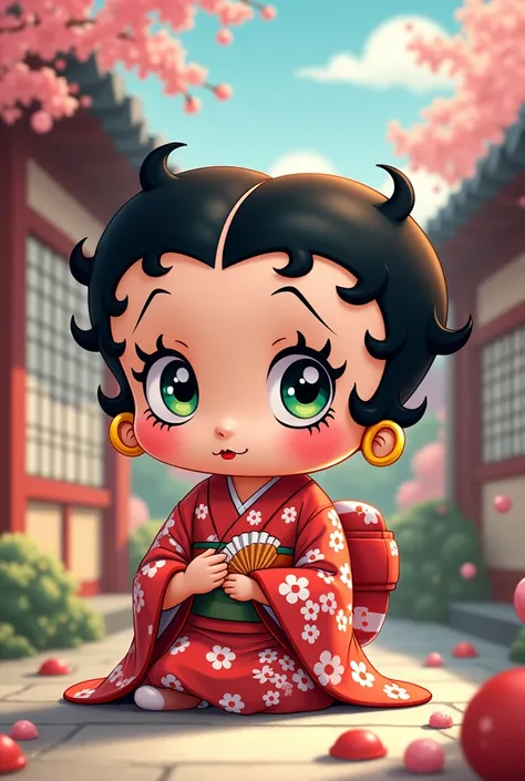 Bettyboop, baby, Japanese house，kimono