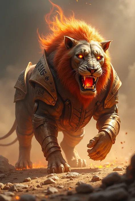 Quadruped Armored Fire Lion
