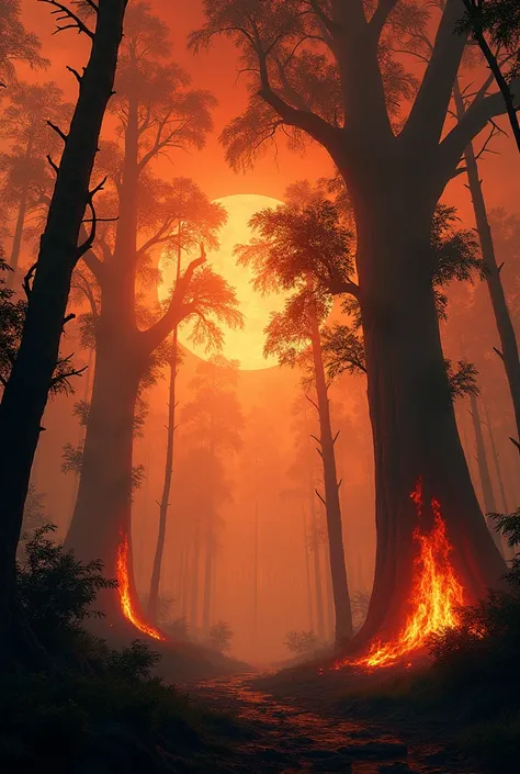 Create images about the fire in Bolivia in the Amazon on the trees