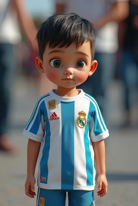 Small person wearing a Real Madrid shirt