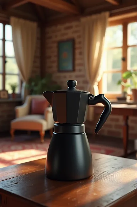 Create an image of an empty coffee pot....in the middle of a country house