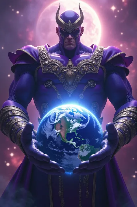 Galactus holding a planet in his hands