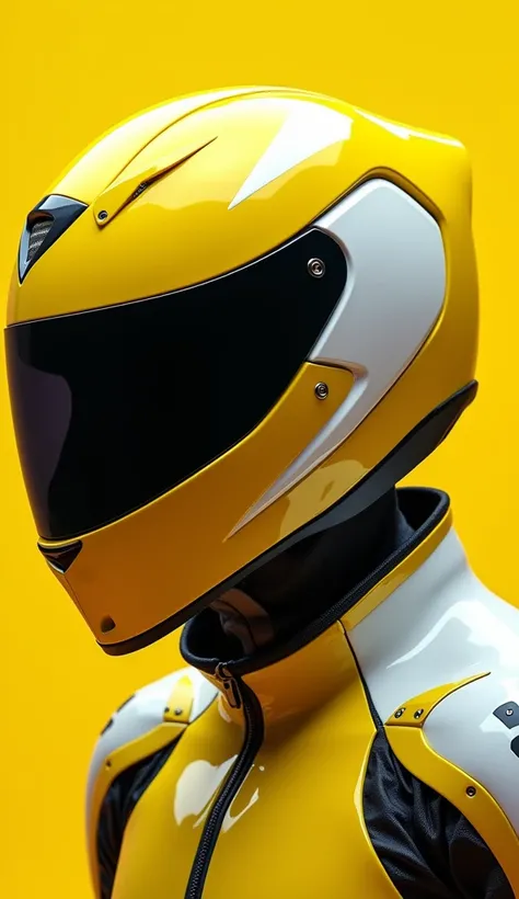 Yellow and white full-face helmet