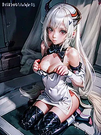 a woman in a black and white outfit sitting on a white surface, succubus in tight short dress, dragon girl, beautiful succubus, monstergirl, anime monster girl, lamia, top rated on pixiv, 2 b, 2b, seductive anime girl, demon anime girl, pixiv 3dcg, white -...