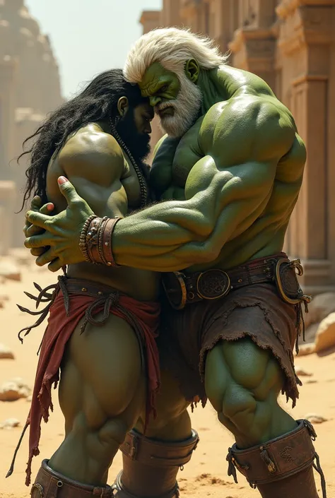 ((((((casall de orcs gay males))))), (((((um orc macho com a pele verde bem clara e natural bem viril e grande , agarrando outro orc por tras macho verde natural viril e grande com a bunda grande, pela cintura, com força e demonstrando muito poder e dominâ...