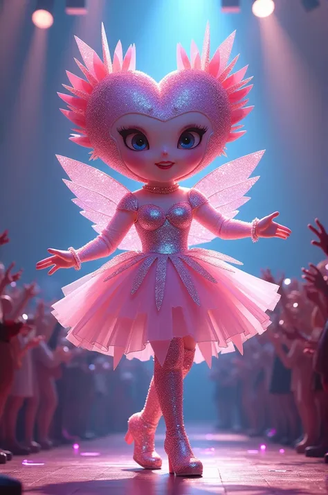 created an image of a person wearing a mascot named "Diamond Heart Lady" on the show The Masked Singer