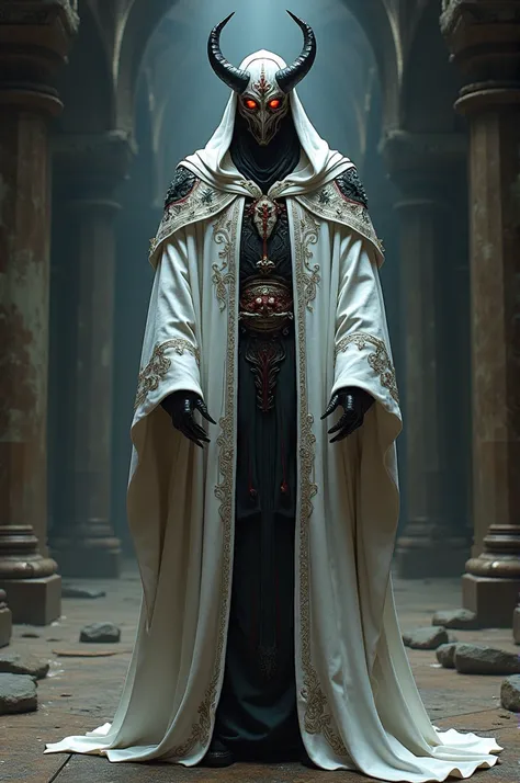 A white devil priest costume