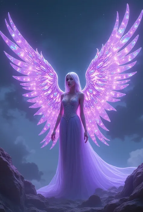 Angel with purple wings full of secy jewels