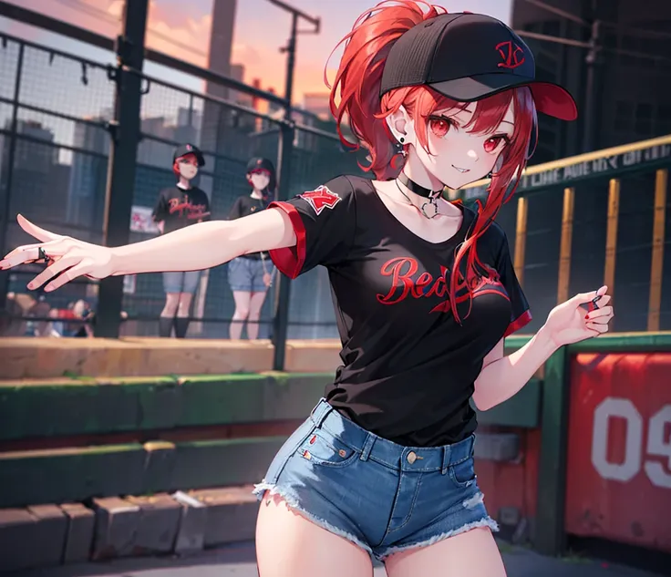 Realistic,Highest quality, Ultra Detail, High-quality CG rendering, The most delicate and beautiful, Floating softly, High resolution, (1 girl), (Highest quality,4K,8k,masterpiece:1.2),(All red hair:1.5), (ponytail:1.5),(Red eyes:1.5),(Slightly larger brea...