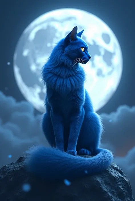 Empire king of blue NFt cat is sitting on the moon