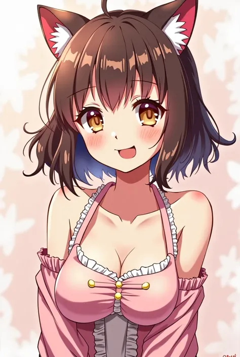 Small breasts,Ecchi,One girl, Bangs, Cat ear, smile, Character portrait, Sticking out tongue, Anime Style, Reverse Bunny