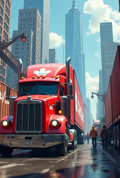 Canadian long trucks colourgull in colour in new york in truck yard