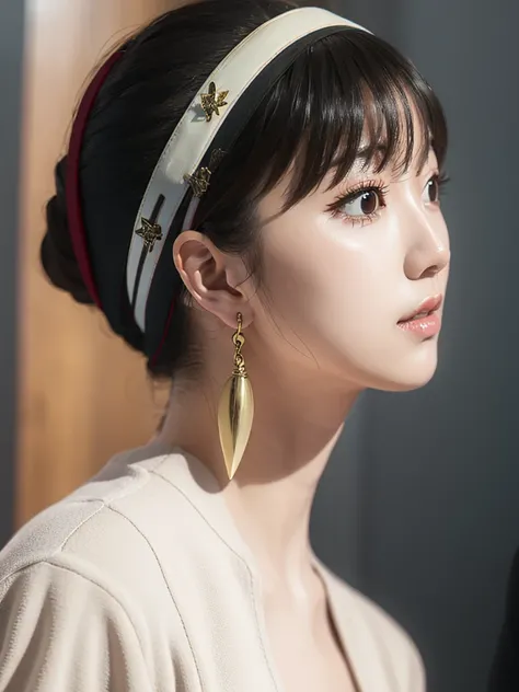 One girl, High resolution, Look at, accessories, Headband, Earrings, masterpiece, accurate, Winner of numerous awards, Ultra high definition, Textured skin, Two Side Up