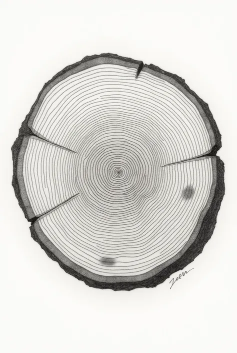 Tree trunk cut side to side drawing