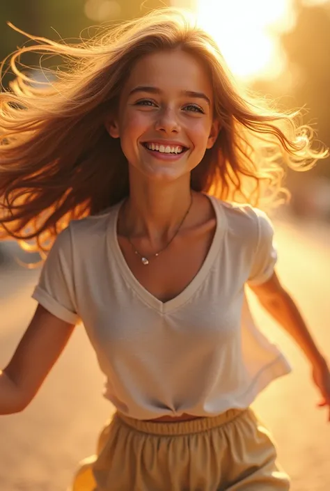 Smileling girl beautiful action 