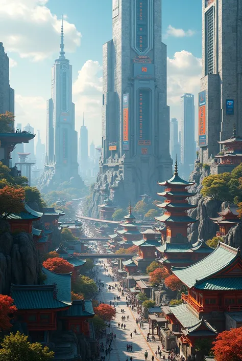 Futuristic Ancient Japan City