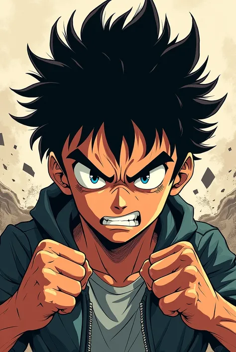 Manga boy character with angry face 