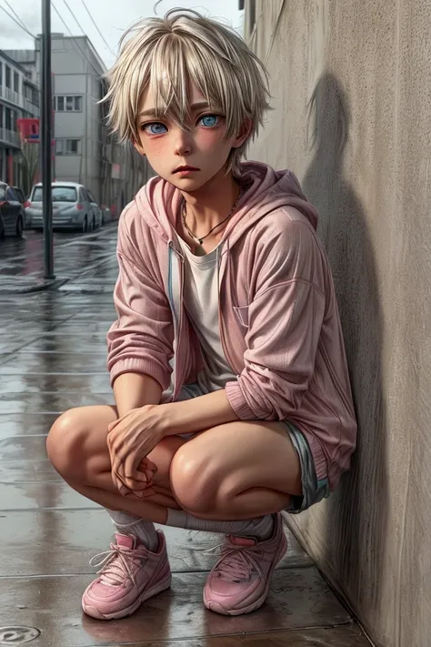 Anime style, Highres, Masterpiece, Best quality at best, Best Quality, hight quality, hight detailed, 1boy, (little boy), boy, blonde boy, blond Hair, perfect boy body, cute boy, detailed light blue eyes, detailed eyes, short hair, messy hair, pastel rainb...