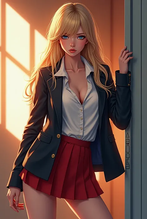 8ｋ,Highest quality,masterpiece, Sharp focus,high school girl，，Blonde，Lewd、blazer