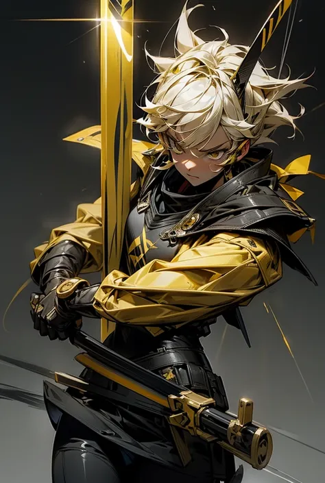 Black and yellow sabre with lightning,masterpiece, High detail, anime, 