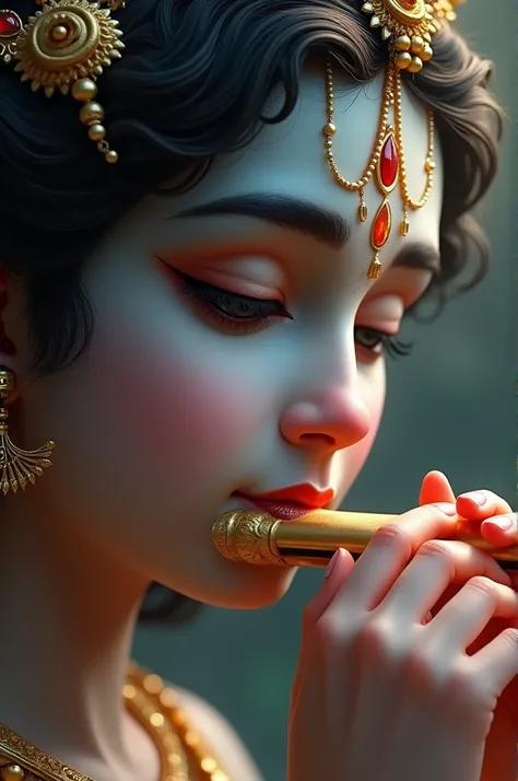 Sri Krishna,playing flute, only face