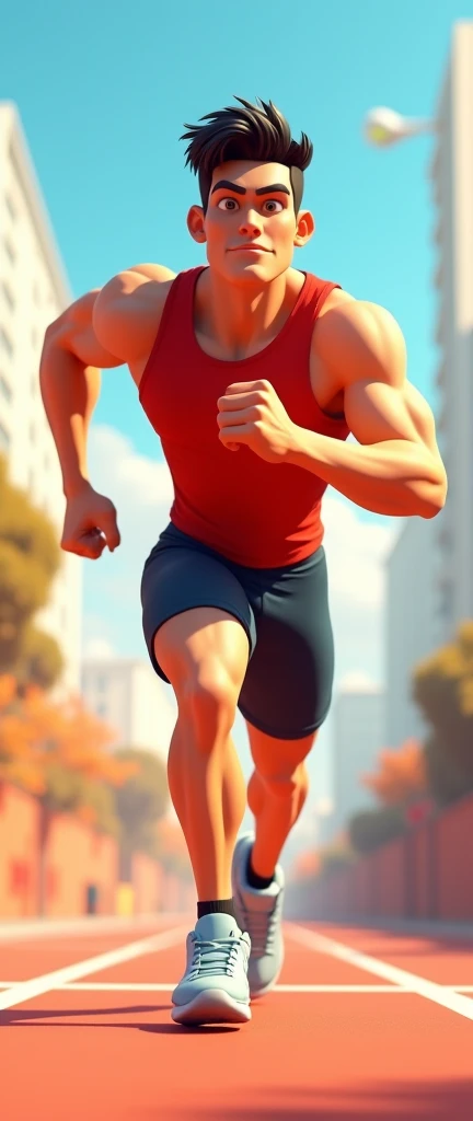 The athlete starts running.. 3d animation cartoon