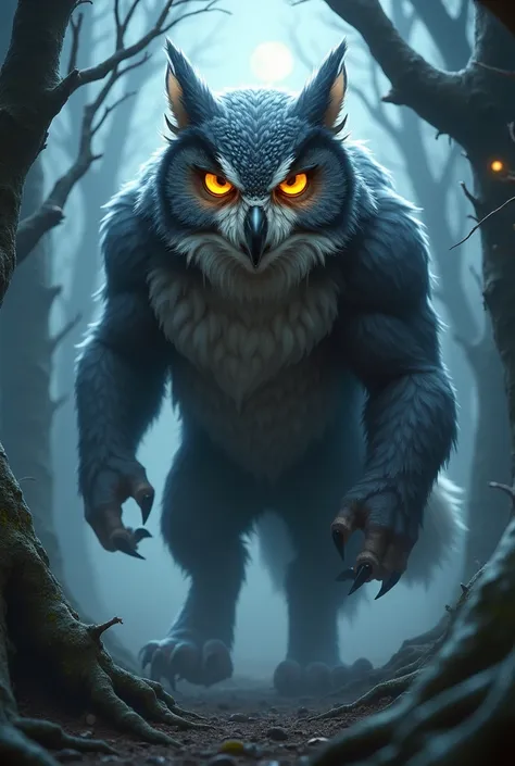 The combination of an owl and a wolf