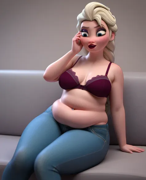 (( 3d, a slim and short man,a man pinching elsa's cheeks,a man pinching and  touching elsa's belly )) ,tall ,slim faced surprise...